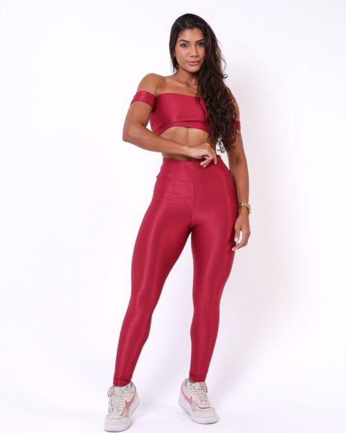Conjunto Calça Legging Básica Compressão + Top Ciganinha