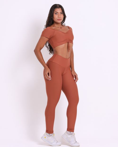 Conjunto Calça Legging Básica Light + Top Manguinha