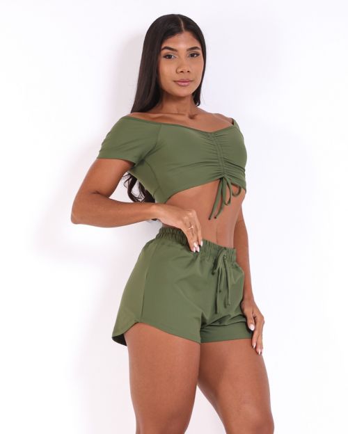 Conjunto Short Boxer Basic Light + Top Manguinha