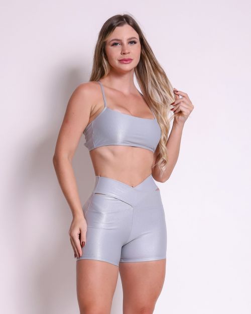 Conjunto Short B�sico C�s Cruzado Compress�o + Top Bianca