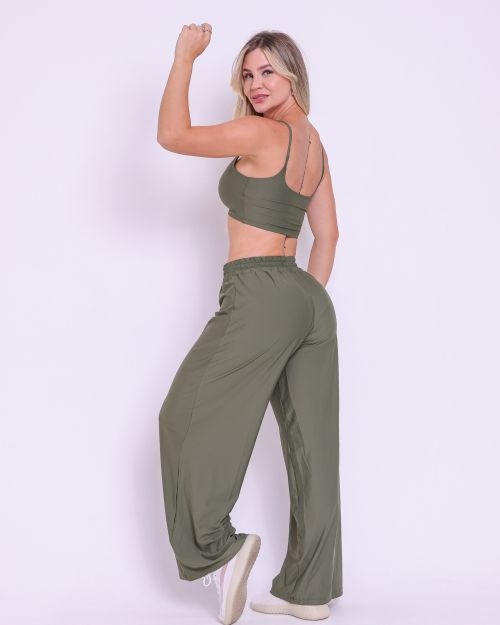 Conjunto Calça Pantalona Wide + Top Bruna