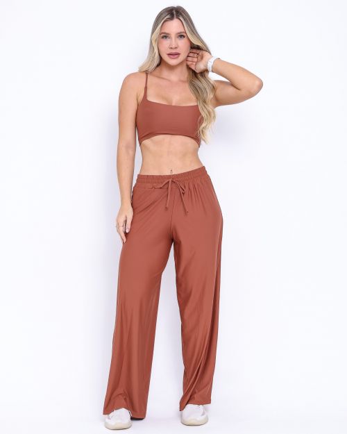 Conjunto Calça Pantalona Wide + Top Bruna