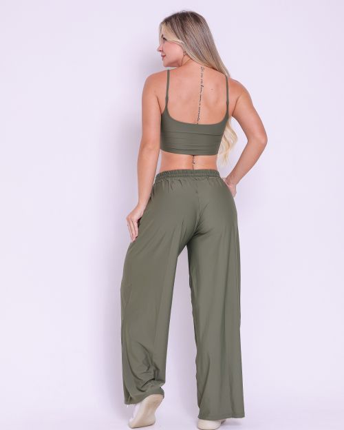 Conjunto Calça Pantalona Wide + Top Bruna