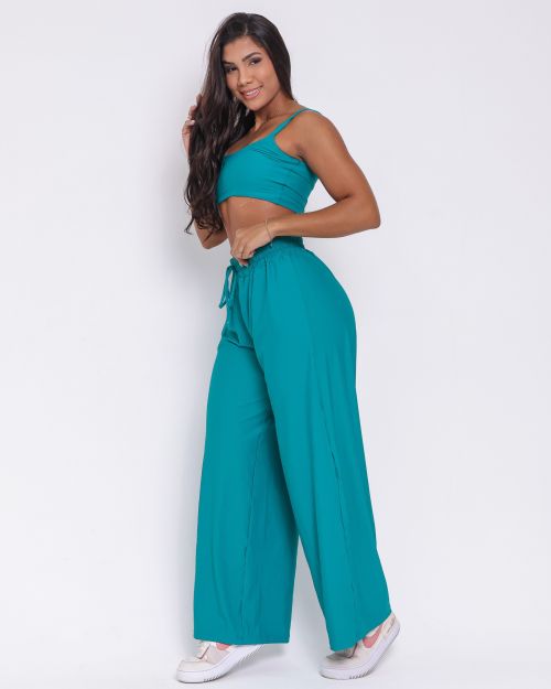 Conjunto Calça Pantalona Wide + Top Bruna
