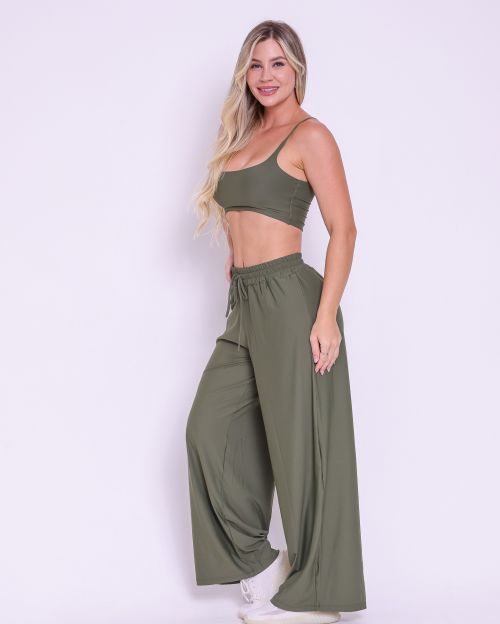 Conjunto Calça Pantalona Wide + Top Bruna