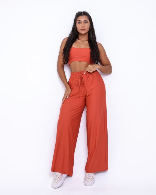 Conjunto Calça Pantalona Wide + Top Bruna