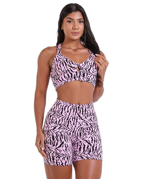 Conjunto Short Bermuda Zebra Rosaceo + Top Karol