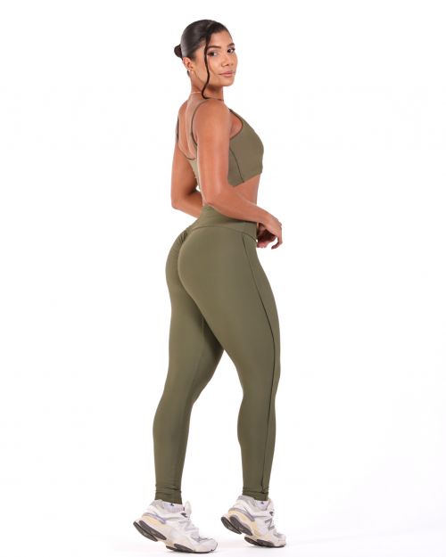 Conjunto Calça Legging Empina Vivo Cós Reto Light + Top Bruna
