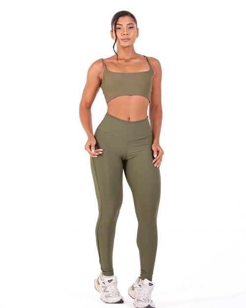 Conjunto Calça Legging Empina Vivo Cós Reto Light + Top Bruna
