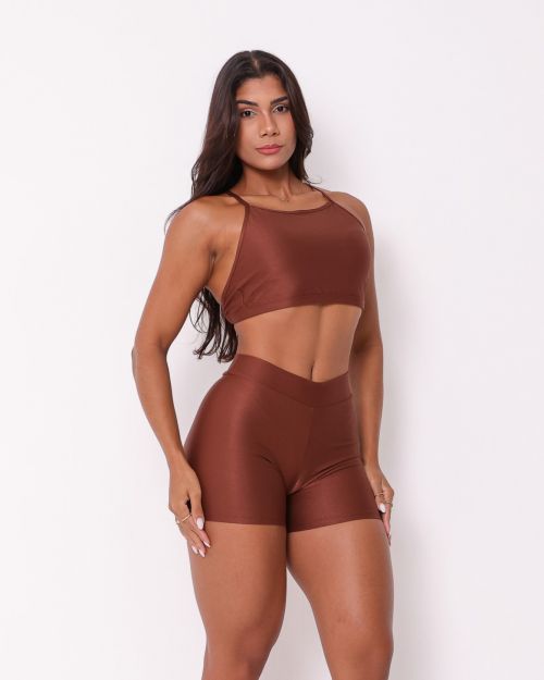 Conjunto Short Básico Cós Fino Compressão + Top Paula