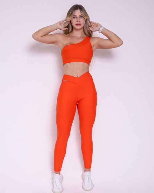 Conjunto Calça Legging Básica Cós Cruzado Light + Top Paloma