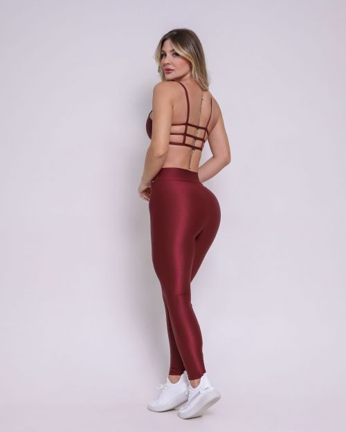 Conjunto Calça Legging Básica Cós Cruzado Compressão + Top Aline