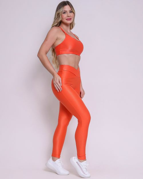 Conjunto Cal�a Legging B�sica C�s Cruzado Compress�o + Top Lu