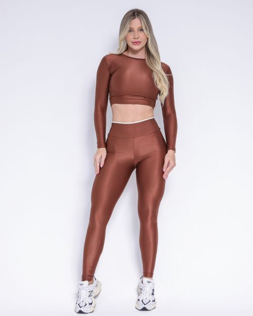 Conjunto Calça Legging Athletic Compressão Bicolor + Top Maria