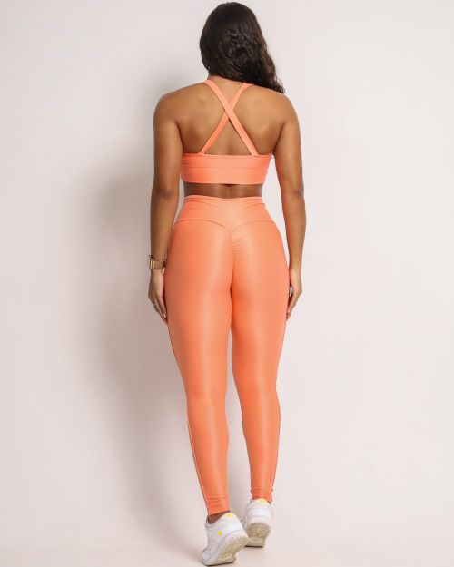 Conjunto Calça Legging Empina Vivo Cós Reto Compressão + Top Karol