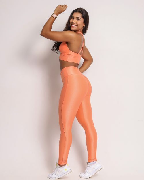 Conjunto Calça Legging Empina Vivo Cós Reto Compressão + Top Karol