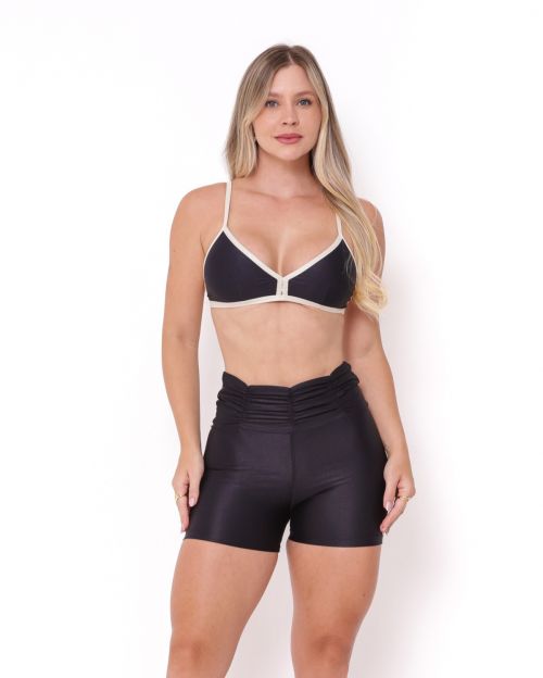 Conjunto Short B�sico C�s Franzido Compress�o + Top Rafa Bicolor
