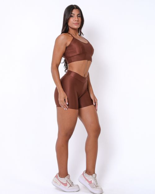 Conjunto Short Básico Cós Fino Compressão + Top Kelly