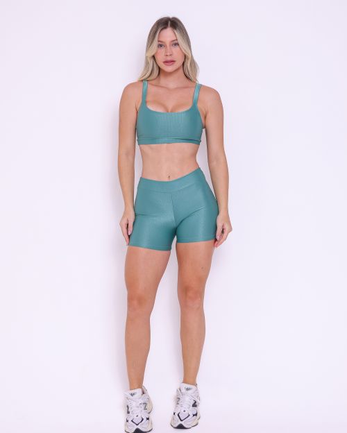 Conjunto Short Básico Cós Fino Compressão + Top Tai