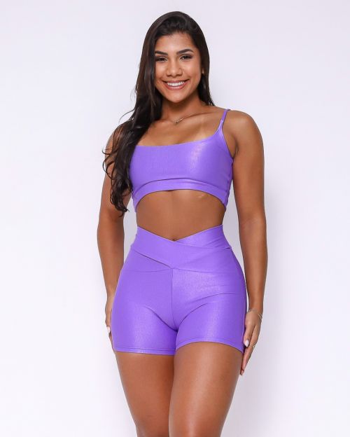 Conjunto Short Básico Cós Cruzado Compressão + Top Bruna