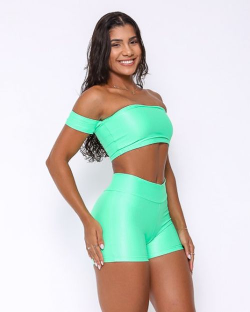 Conjunto Short Básico Curtinho Compressão + Top Ciganinha
