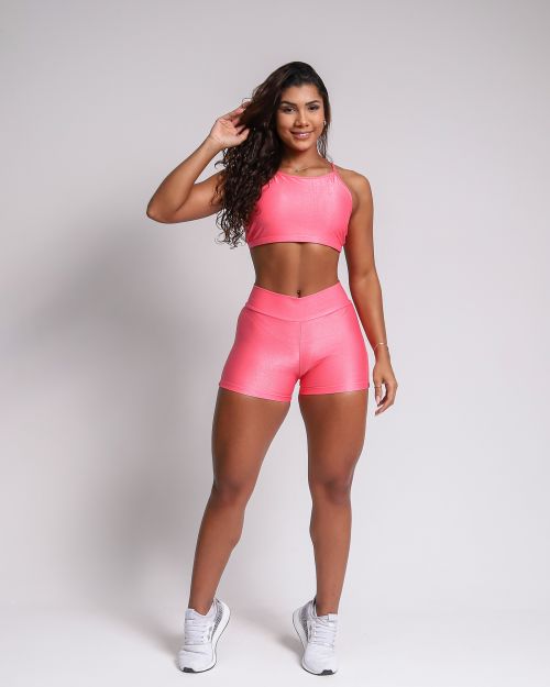 Conjunto Short Básico Curtinho Compressão + Top Paula