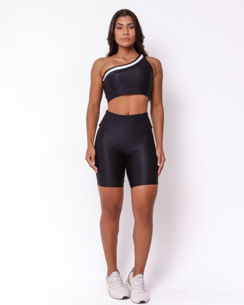 Conjunto Short Biker Balance Compressao Bicolor + Top Paloma