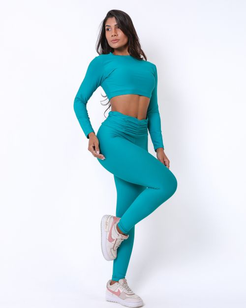 Conjunto Calça Básica Cós Franzido Light + Top Maria