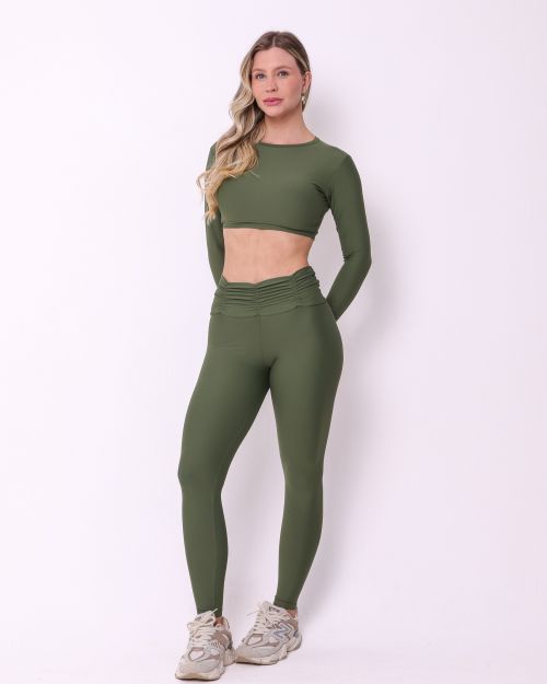 Conjunto Calça Básica Cós Franzido Light + Top Maria