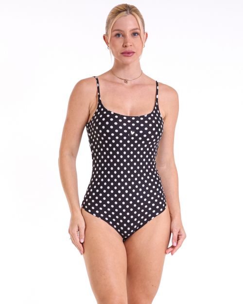 Body Basic Poá Branco Fundo