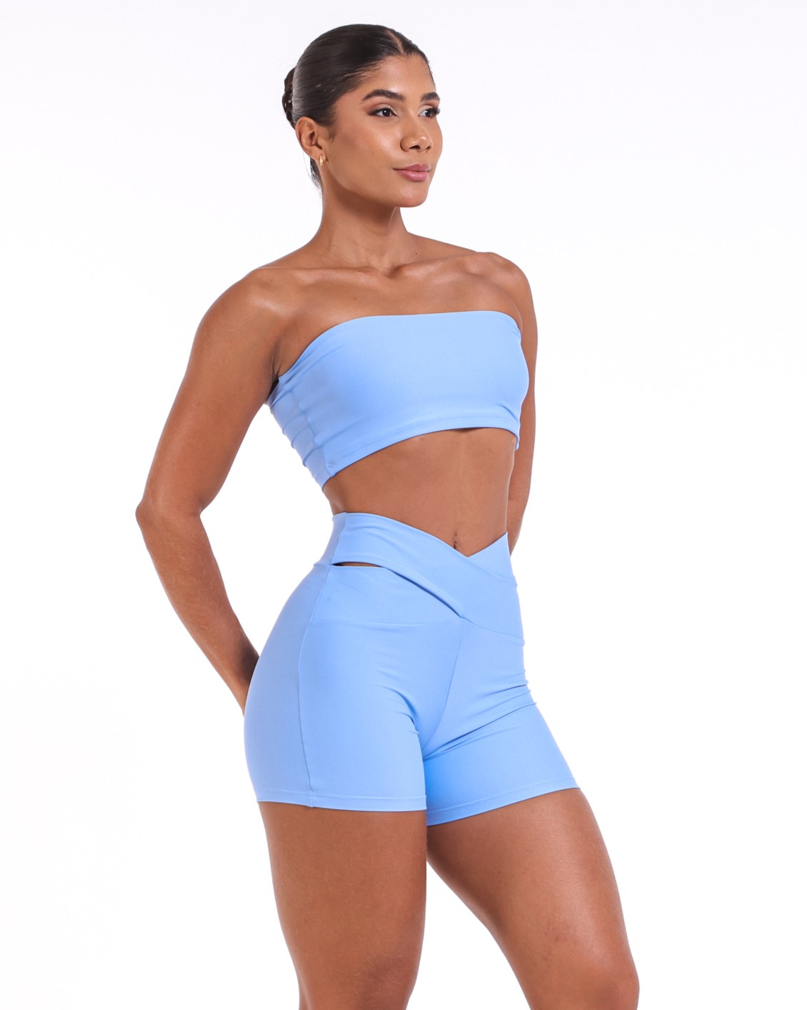Conjunto Short Básico Cós Cruzado Light + Top Faixa