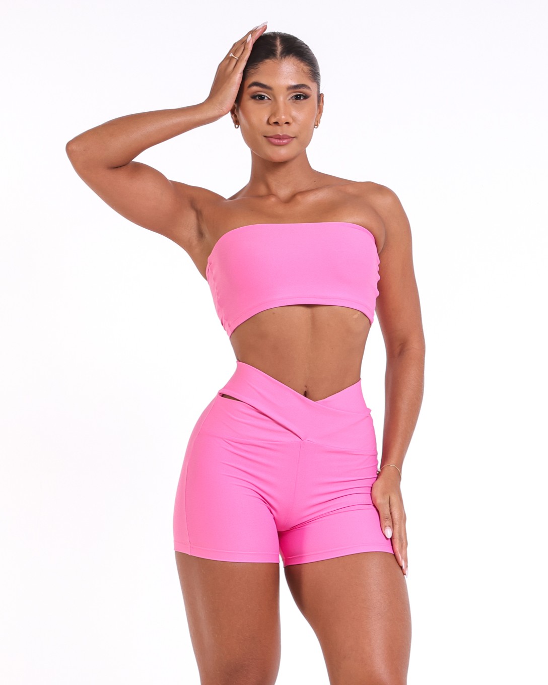 Conjunto Short Básico Cós Cruzado Light + Top Faixa