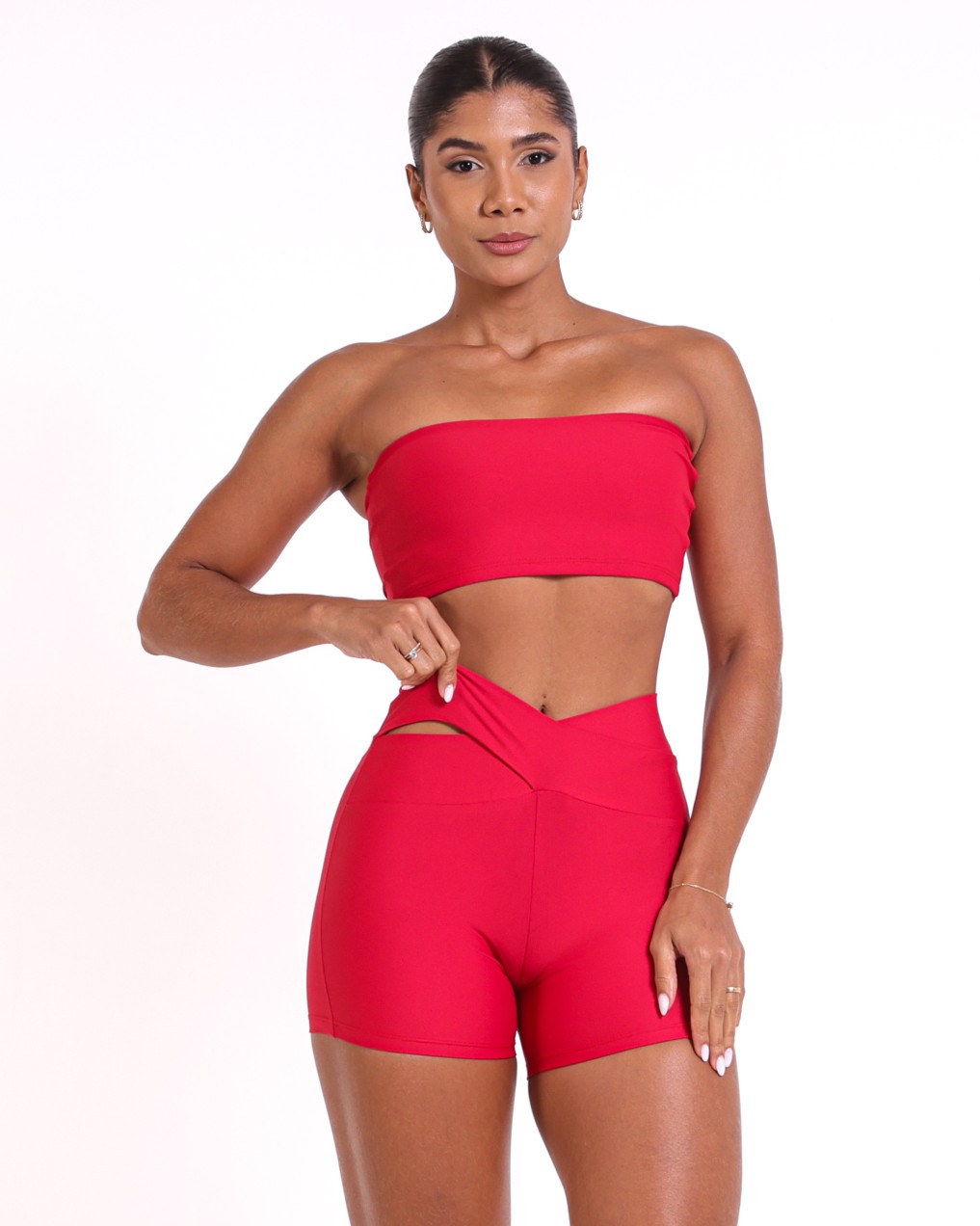 Conjunto Short Básico Cós Cruzado Light + Top Faixa