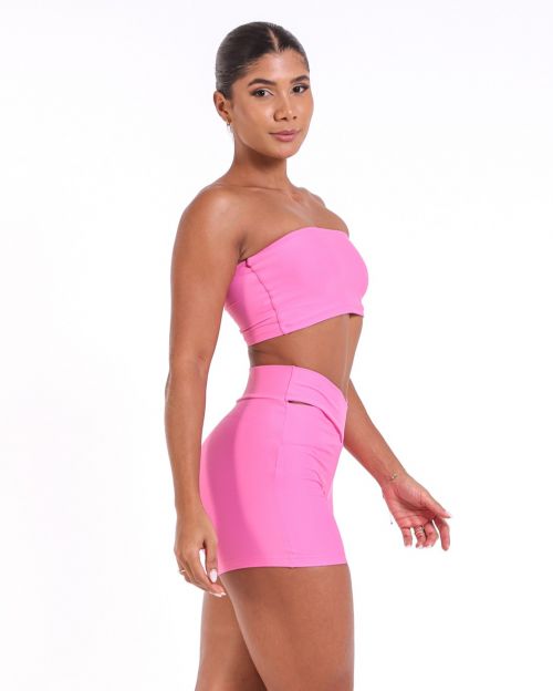 Conjunto Short Básico Cós Cruzado Light + Top Faixa
