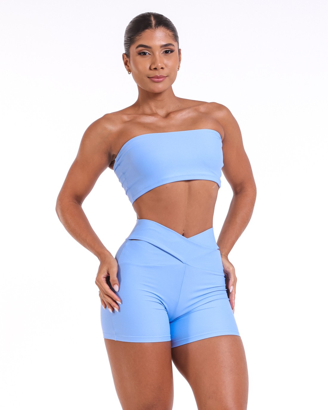 Conjunto Short Básico Cós Cruzado Light + Top Faixa