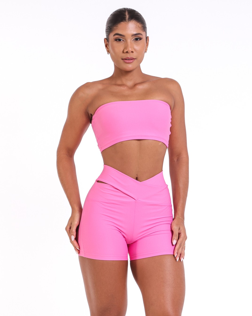 Conjunto Short Básico Cós Cruzado Light + Top Faixa