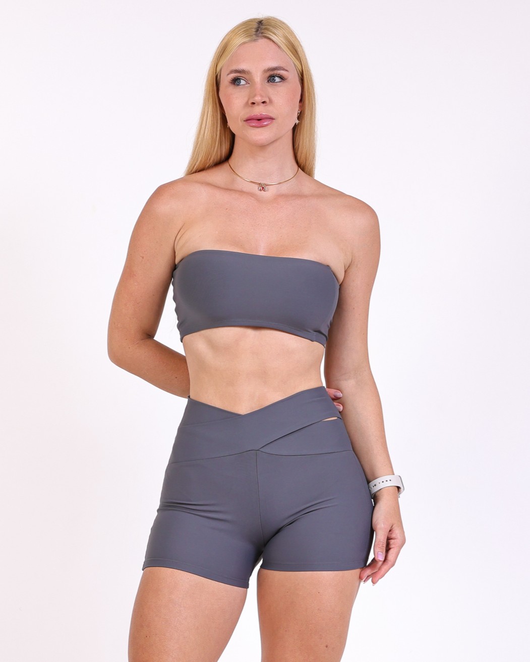 Conjunto Short Básico Cós Cruzado Light + Top Faixa