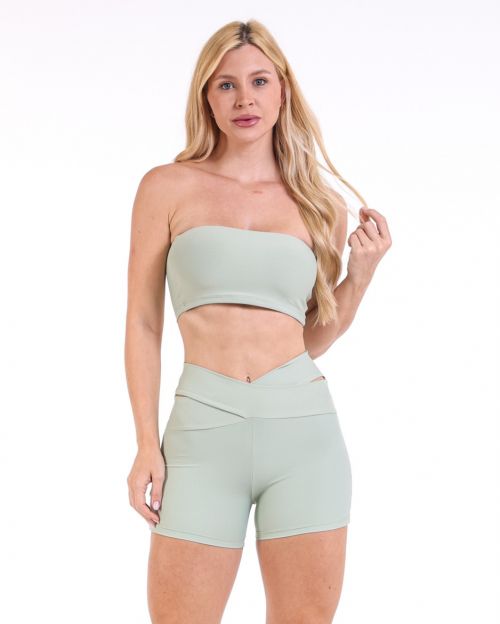 Conjunto Short Básico Cós Cruzado Light + Top Faixa