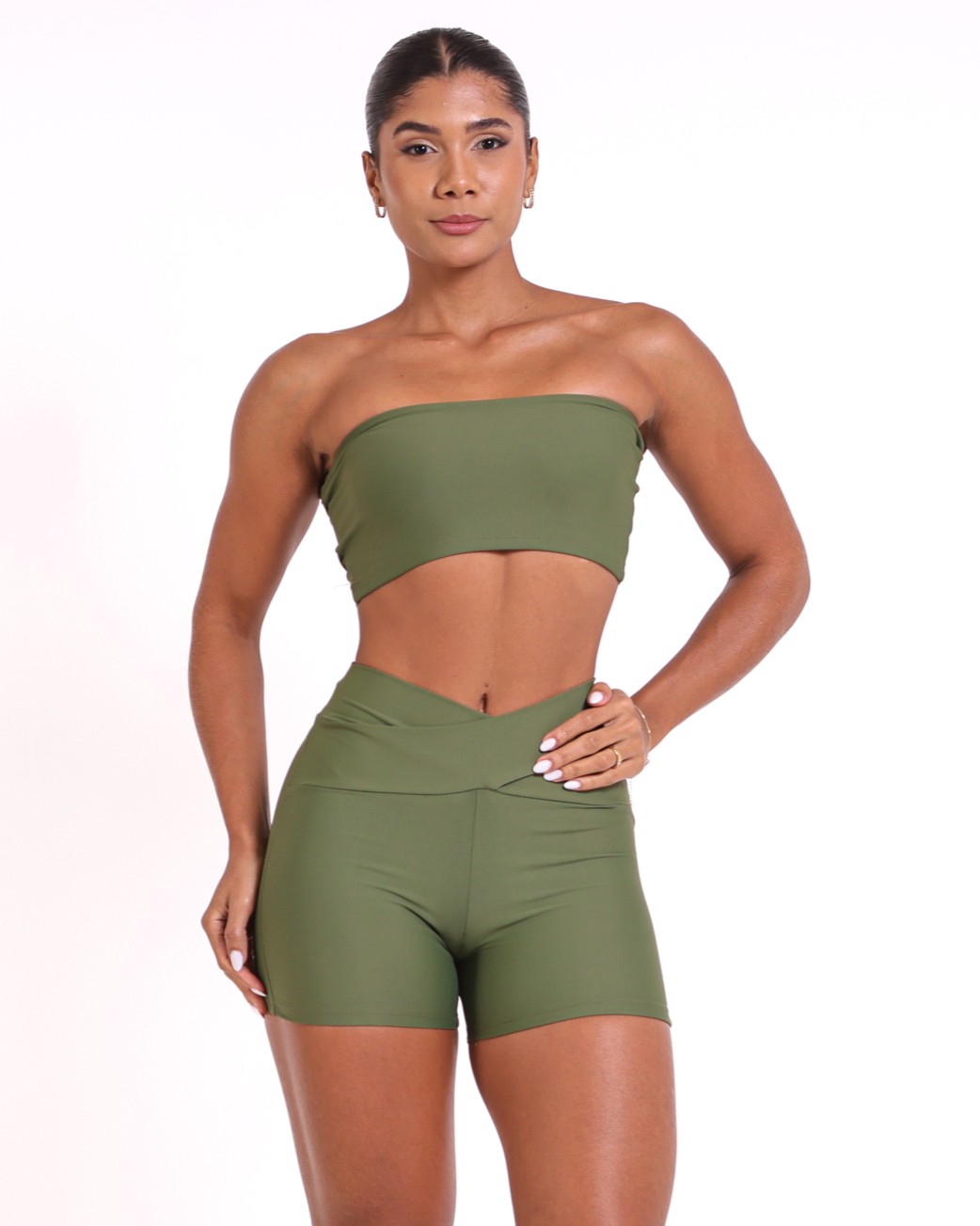 Conjunto Short Básico Cós Cruzado Light + Top Faixa
