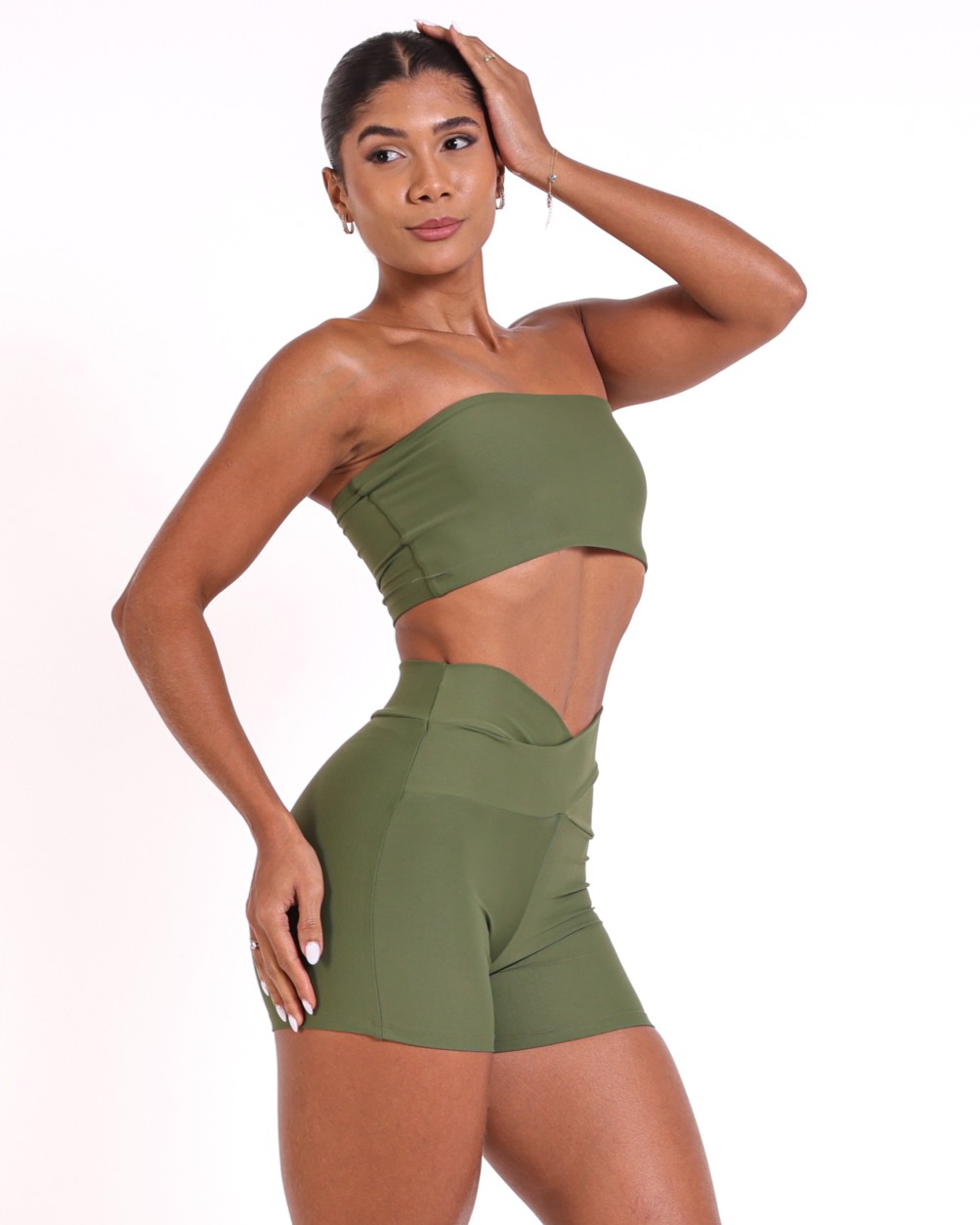 Conjunto Short Básico Cós Cruzado Light + Top Faixa