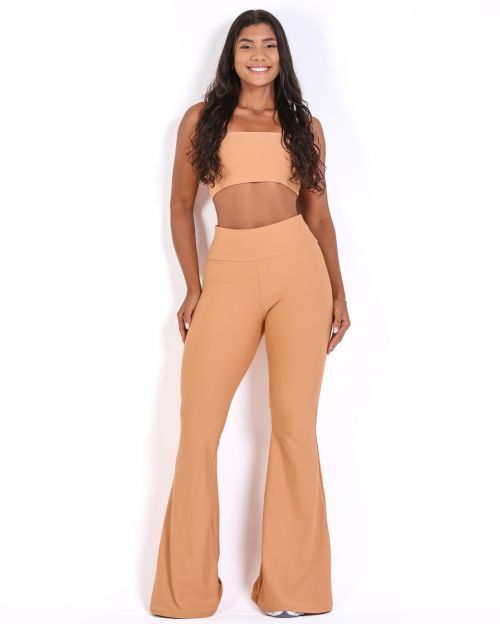Conjunto Calça Flare Light + Top Faixa