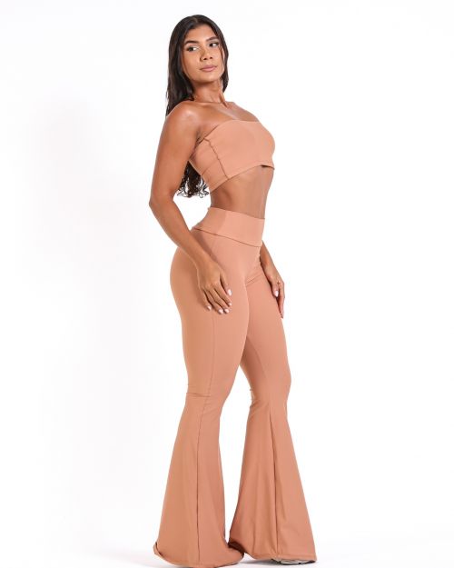 Conjunto Calça Flare Light + Top Faixa