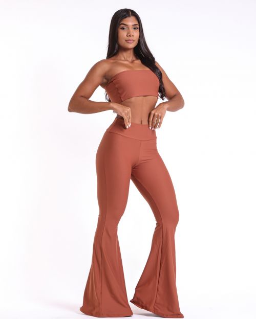 Conjunto Calça Flare Light + Top Faixa