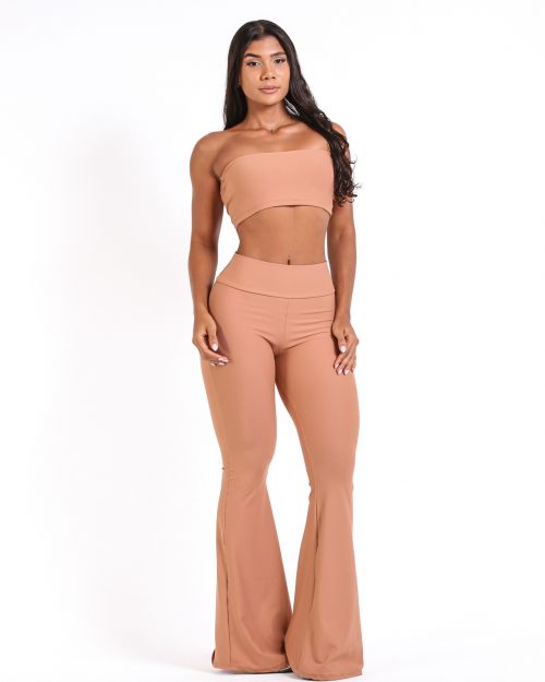 Conjunto Calça Flare Light + Top Faixa