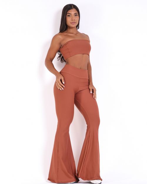 Conjunto Calça Flare Light + Top Faixa