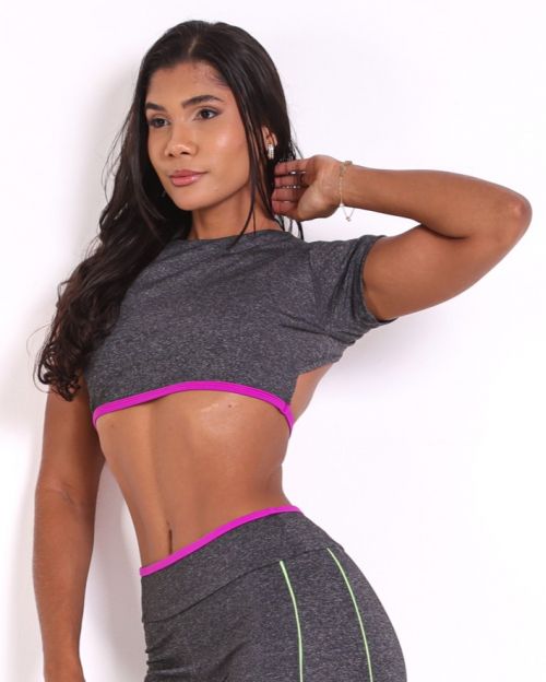 Top Cleo Mescla Escuro