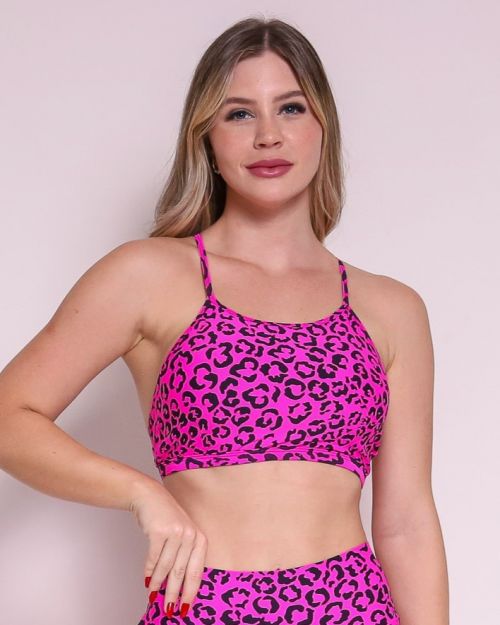 Top Paula Onça Colors Rosa Neon
