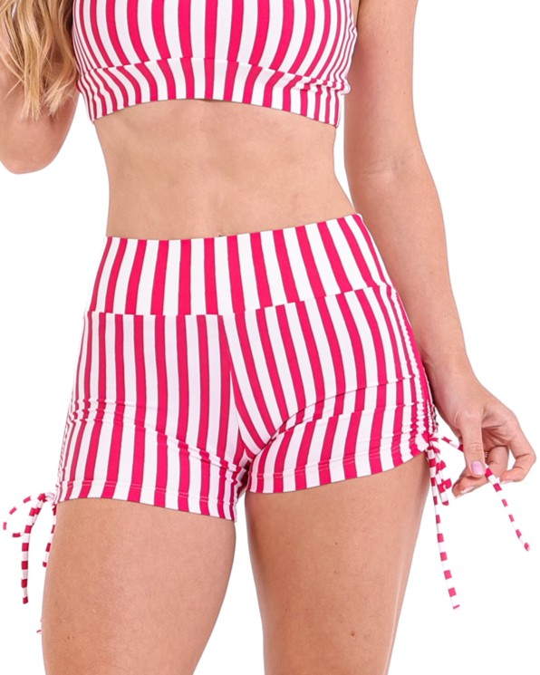 Short Cross Listrado Cereja/Branco