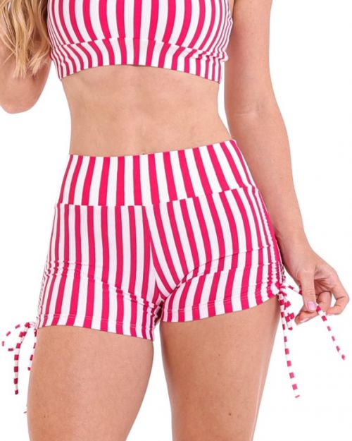 Short Cross Listrado Cereja/Branco