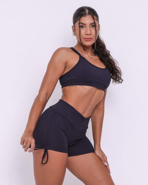 Conjunto Short Cross Jacquard Folhagem + Top Lu